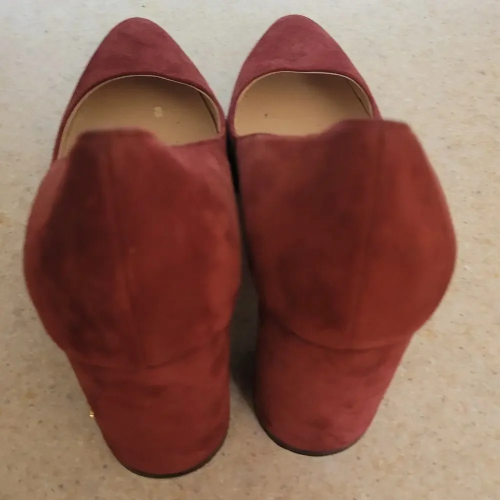 Cole Haan Alanna Grand.OS Pumps 9.5 Tawny Port Suede Block Heel Burgundy Red